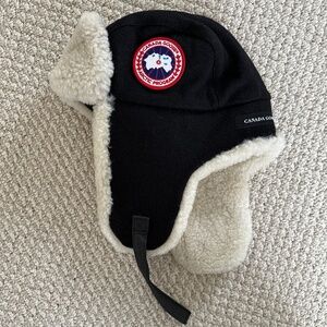 Canada Goose black shearling aviator hat